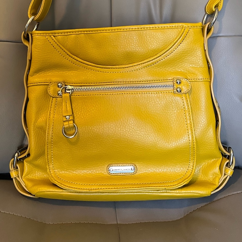 Franco Sarto Mustard Yellow Leather Crossbody Bag Good Condition